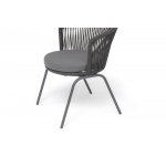 "Люксембург" стул плетеный из роупа, каркас из стали темно-серый (RAL7024) муар, роуп темно-серый круглый, ткань темно-серая 027