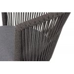 "Люксембург" стул плетеный из роупа, каркас из стали темно-серый (RAL7024) муар, роуп темно-серый круглый, ткань темно-серая 027