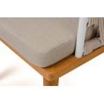 "Диего" стул плетеный из роупа, основание дуб каркас из стали белый муар, роуп бежевый круглый, ткань бежевая 052