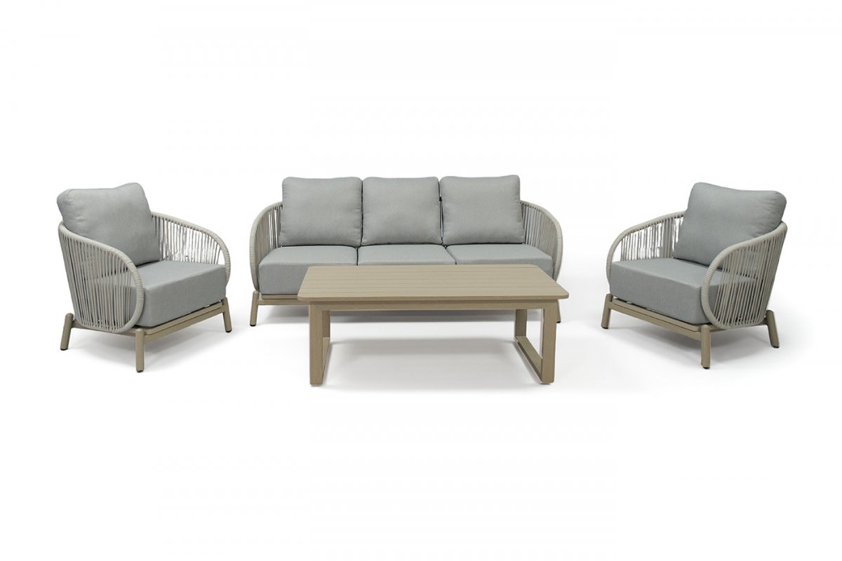 "Прато" лаунж-зона 5-местная плетеная из роупа, цвет светло-серый