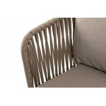 "Мальорка" диван 3-местный плетеный из роупа, основание дуб, роуп серо-коричневый 23мм, ткань бежевая 15052