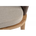 "Лион" стул плетеный из роупа, основание дуб, роуп коричневый круглый, ткань бежевая 15052