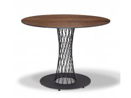 "Диего" обеденный стол из HPL круглый Ø100см, цвет "дуб", каркас черный