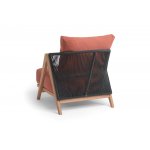 "Гарда" кресло плетеное из роупа, основание дуб, роуп темно-серый круглый, ткань терракотовая