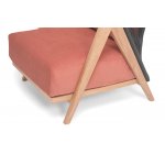 "Гарда" кресло плетеное из роупа, основание дуб, роуп темно-серый круглый, ткань терракотовая