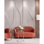 Журнальный столик Гестия 41*60см стекло черное сталь серебро