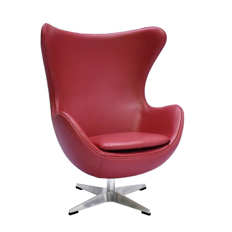 Кресло EGG STYLE CHAIR красный, натуральная кожа Кресло EGG STYLE CHAIR красный, натуральная кожа