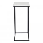 Придиванный столик Loft 50x30см, белый мрамор, чёрные ножки