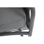 "Ането" кресло плетеное из роупа, каркас алюминий темно-серый (RAL7024) муар, роуп темно-серый круглый, ткань темно-серая 027