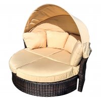 "Амальфи" плетеная кровать-трансформер, цвет коричневый, подушки бежевые