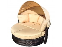 "Амальфи" плетеная кровать-трансформер, цвет коричневый, подушки бежевые