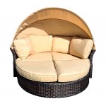 "Амальфи" плетеная кровать-трансформер, цвет коричневый, подушки бежевые