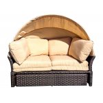 "Амальфи" плетеная кровать-трансформер, цвет коричневый, подушки бежевые