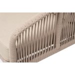 "Канны" диван 2-местный плетеный из роупа, каркас алюминий белый муар, роуп бежевый круглый, ткань бежевая 15052