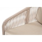 "Канны" диван 2-местный плетеный из роупа, каркас алюминий белый муар, роуп бежевый круглый, ткань бежевая 15052