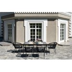 "Малага" обеденная группа на 6 персон со стульями "Марсель", каркас темно-серый, роуп темно-серый