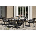 "Малага" обеденная группа на 6 персон со стульями "Марсель", каркас темно-серый, роуп темно-серый