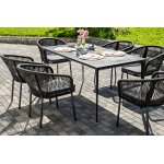 "Малага" обеденная группа на 6 персон со стульями "Марсель", каркас темно-серый, роуп темно-серый
