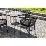 "Малага" обеденная группа на 6 персон со стульями "Марсель", каркас темно-серый, роуп темно-серый