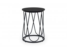 "Перу" журнальный стол из HPL круглый Ø40 H55, каркас из алюминия темно-серый (RAL 7024) муар, цвет столешницы "дуб"