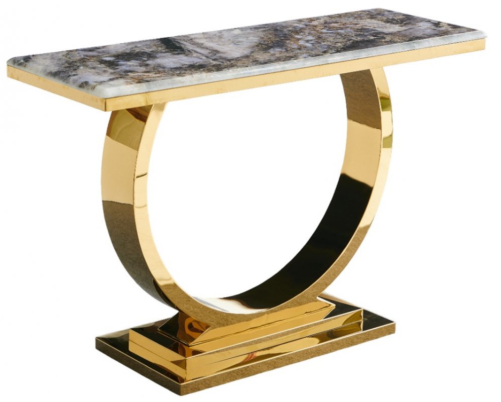 Стол-консоль Лира IST-806,120х40х76 см, темно-серый/золотой