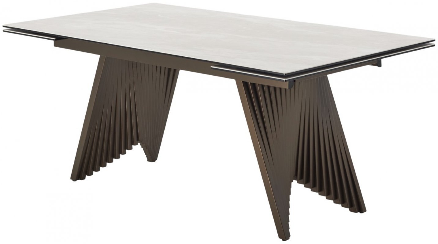 Стол IVAR 180 MARBLES TL-109 Серый мрамор, испанская керамика / Шоколадное золото каркас, ®DISAUR