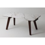 Стол BETIS 180 MATTE GILDED WHITE SOLID CERAMIC / Орех, ®DISAUR