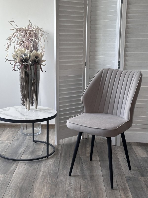 Стул РОССО 360 град. поворот. B22 Серый, велюр / черный каркас, М-City