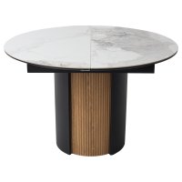 Стол БАТИСТ 115 без подсветки PANDORA LIGHT, керамика / ДУБ АМЕРИКАНСКИЙ, ЧЕРНЫЙ каркас М-City