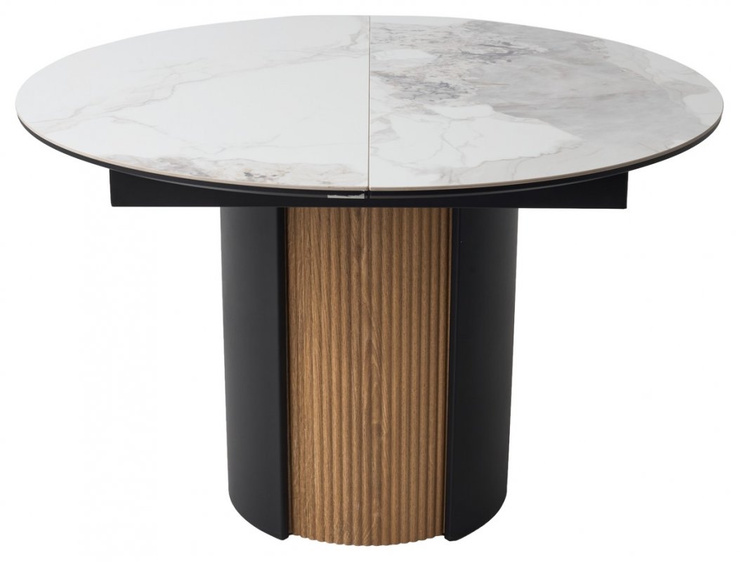 Стол БАТИСТ 115 без подсветки PANDORA LIGHT, керамика / ДУБ АМЕРИКАНСКИЙ, ЧЕРНЫЙ каркас М-City