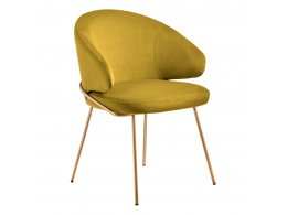 Стул-полукресло Emil горчичный с золотыми ножками