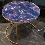 Набор кофейных столиков Tango темно-синий с ножками матовое золото, 2шт