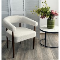 Стул БОНСАЙ (BONSAI), цвет СВЕТЛО-БЕЖЕВЫЙ CLOUD-113, букле / ОРЕХ , ®DISAUR