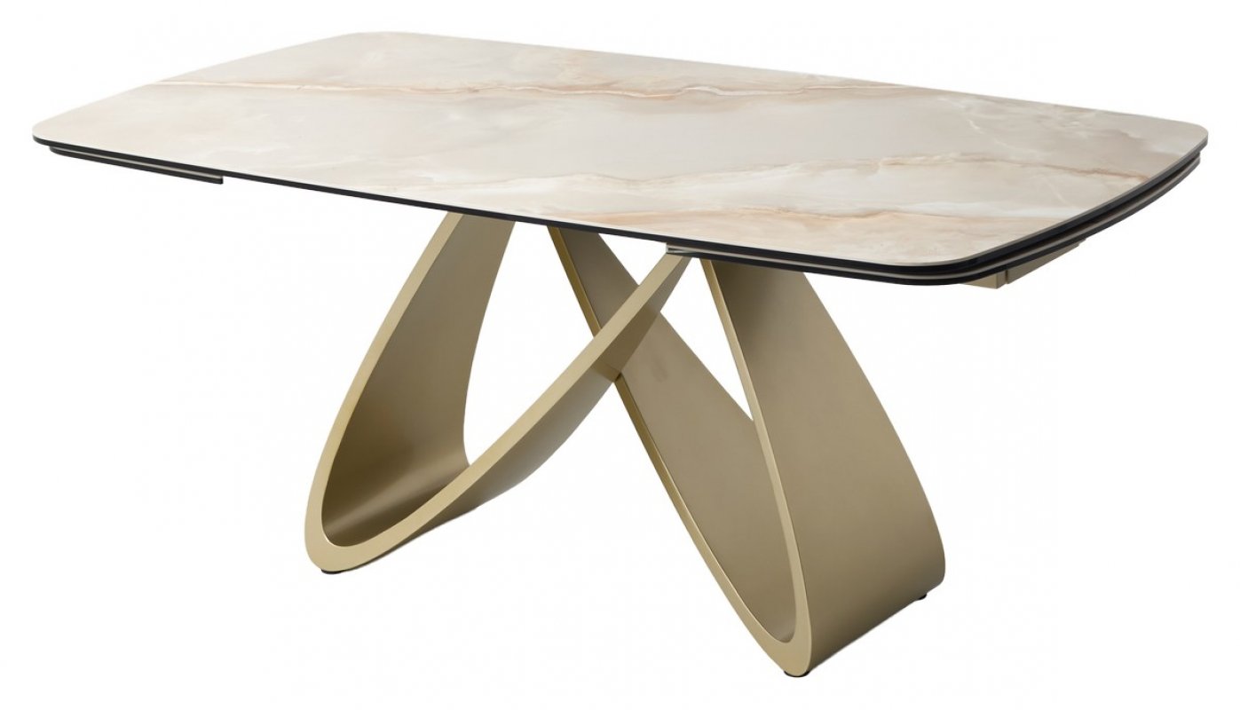Стол PALACIO 180  GLOSS GRAND JADE,керамика на стекле/ Шампань, ®DISAUR