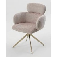 Стул САМУЭЛЬ (SAMUEL) 360 град, цвет МОЛОЧНЫЙ SOLO-111, ткань / ШАМПАНЬ каркас, ®DISAUR