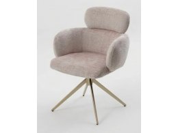 Стул САМУЭЛЬ (SAMUEL) 360 град, цвет МОЛОЧНЫЙ SOLO-111, ткань / ШАМПАНЬ каркас, ®DISAUR