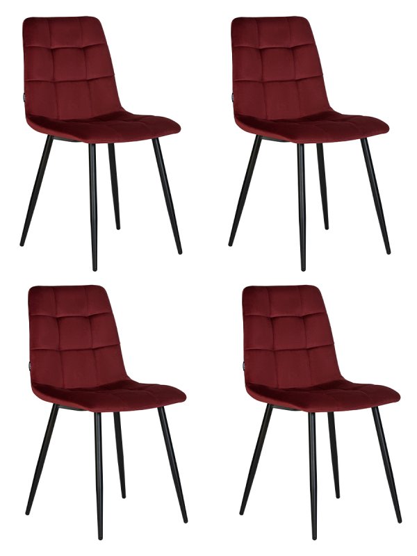 Набор 4 шт Стул обеденный DOBRIN CHILLY, Бордовый Holland 47, основание черное