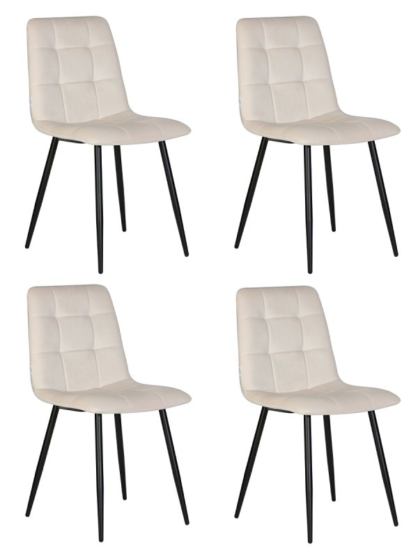 Набор 4 шт Стул обеденный DOBRIN CHILLY, Кремовый Holland 05, основание черное