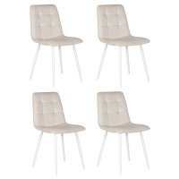 Набор 4 шт Стул обеденный DOBRIN CHILLY, Кремовый Holland 05, основание белое