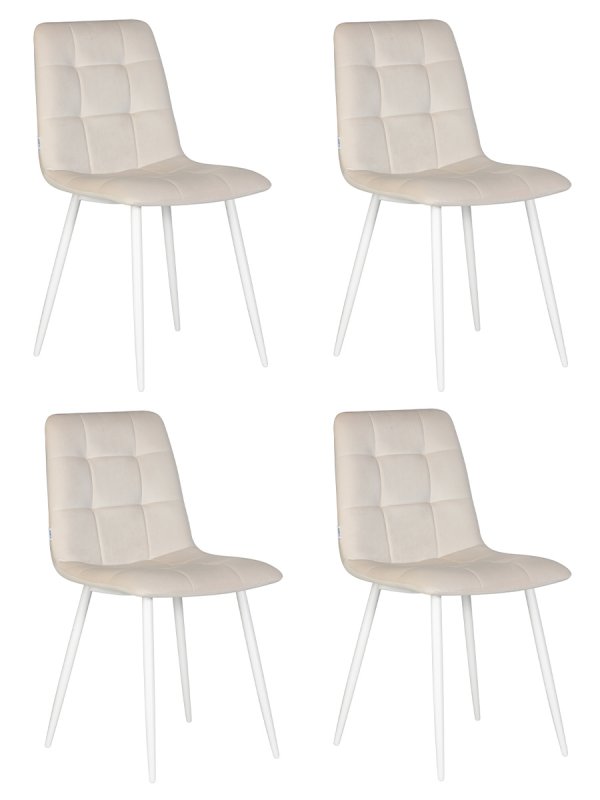 Набор 4 шт Стул обеденный DOBRIN CHILLY, Кремовый Holland 05, основание белое