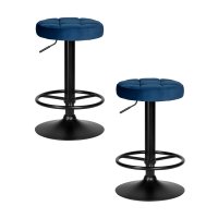 Набор 2 шт Табурет барный DOBRIN BRUNO BLACK, синий велюр (MJ9-117)