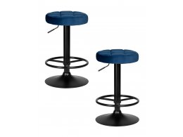 Набор 2 шт Табурет барный DOBRIN BRUNO BLACK, синий велюр (MJ9-117)