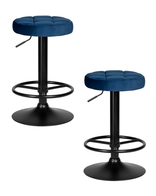 Набор 2 шт Табурет барный DOBRIN BRUNO BLACK, синий велюр (MJ9-117)