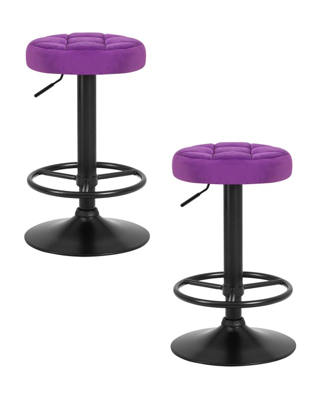 Набор 2 шт Табурет барный DOBRIN BRUNO BLACK, фиолет велюр (MJ9-58)