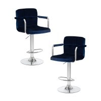 Набор 2 шт Стул барный DOBRIN KRUGER ARM, синий велюр (MJ9-117)