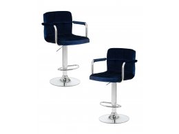 Набор 2 шт Стул барный DOBRIN KRUGER ARM, синий велюр (MJ9-117)