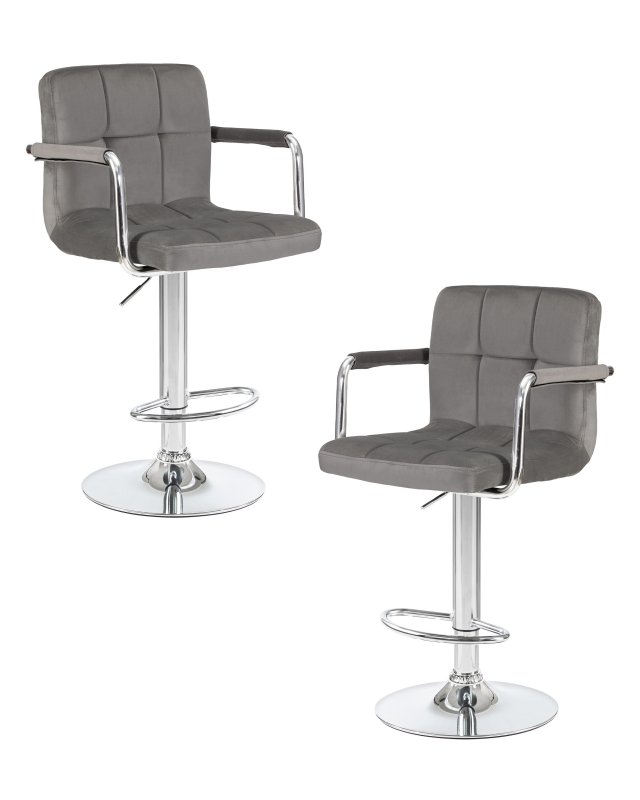 Набор 2 шт Стул барный DOBRIN KRUGER ARM, серый велюр (MJ9-75)