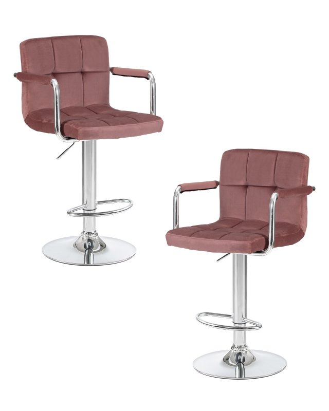 Набор 2 шт Стул барный DOBRIN KRUGER ARM, пудрово-розовый велюр (MJ9-32)