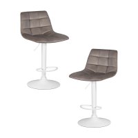 Набор 2 шт Стул барный DOBRIN TAILOR WHITE, серый велюр (MJ9-75)