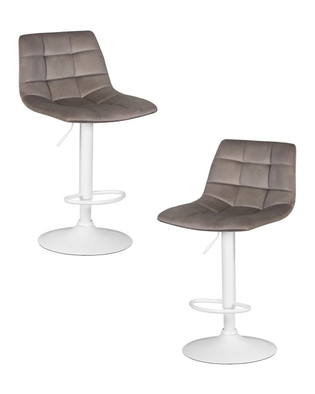 Набор 2 шт Стул барный DOBRIN TAILOR WHITE, серый велюр (MJ9-75)